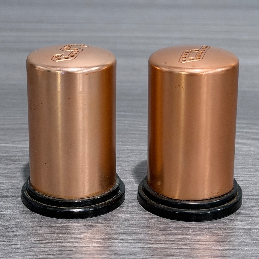 Vintage Copper Tone Salt and Pepper Shakers Set Made in USA Mid Century Modern